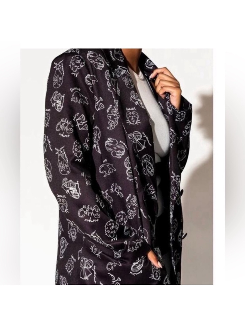 Black astrology Print Longline Blazer